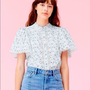 La Vie Rebecca Taylor Floral Lace Button down Top